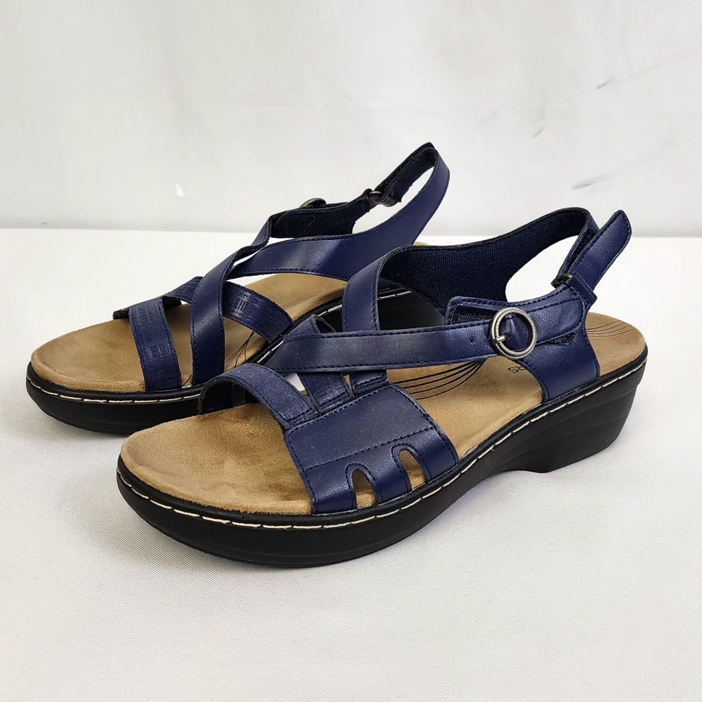Womens DREAM PAIRS Blue Wedge Sandals Size 8